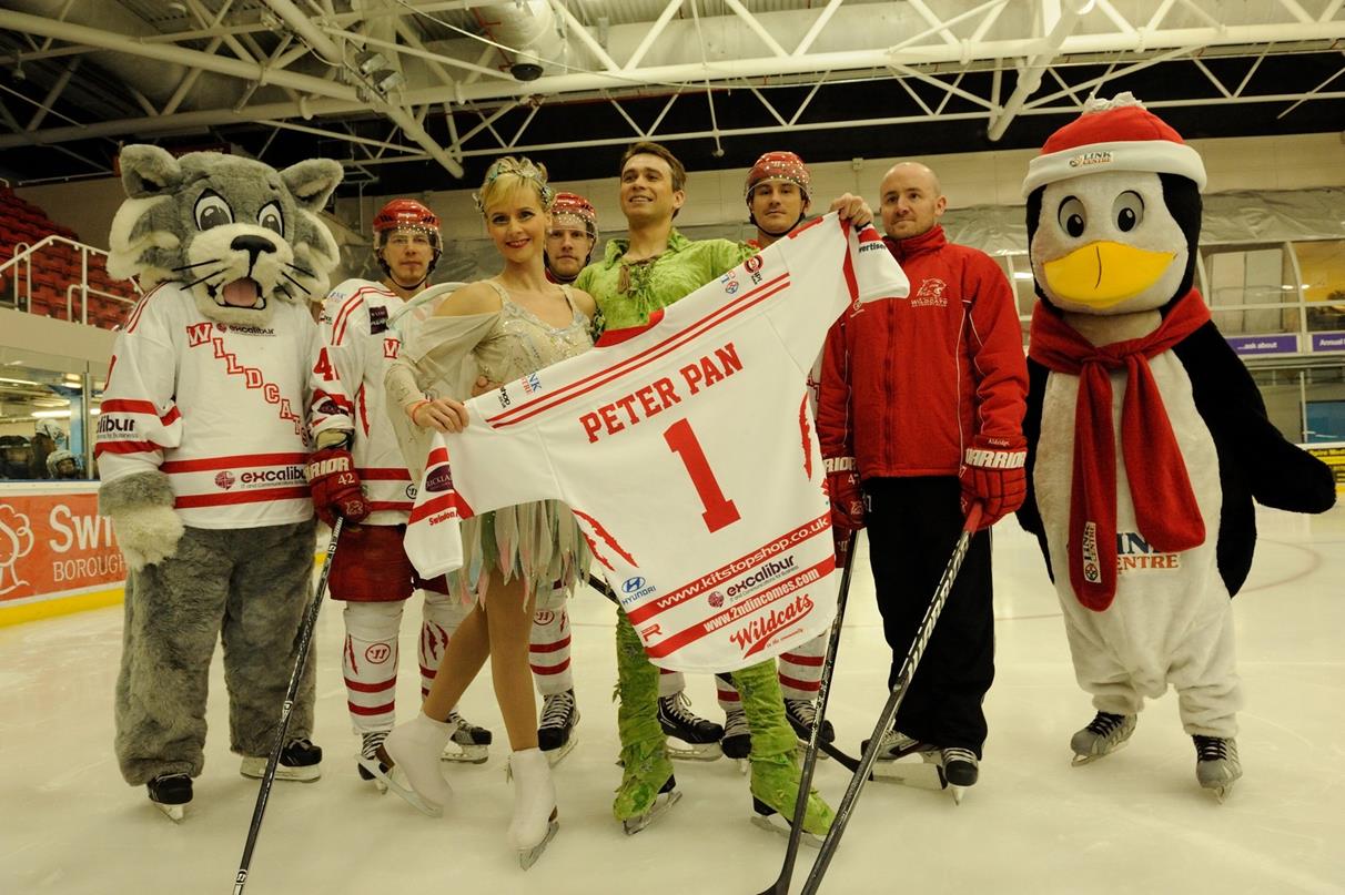 Snapped: Peter Pan & Tinkerbell Fly Over to Swindon Ice Arena to Meet The Wildcats