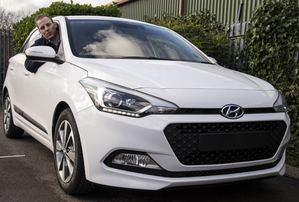 Sales executive Sean Quirk behind the wheel of the new generation Hyundai i20