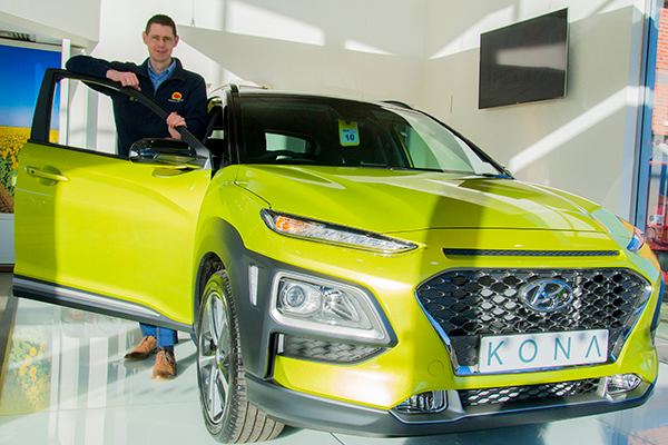 Pebley Beach group sales manager James Bicknell with new Hyundai Kona