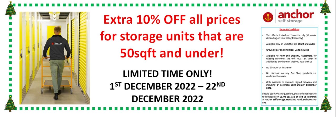 10% OFF All Prices for Storage Units at Anchor Self Storage