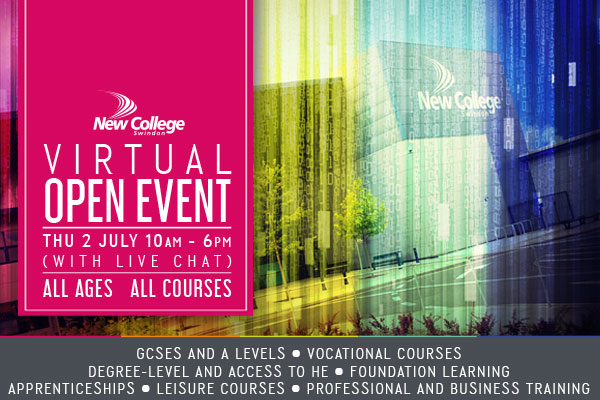 NEW COLLEGE SWINDON TO OPEN VIRTUAL DOORS FOR ALL COURSES ALL AGES EVENT