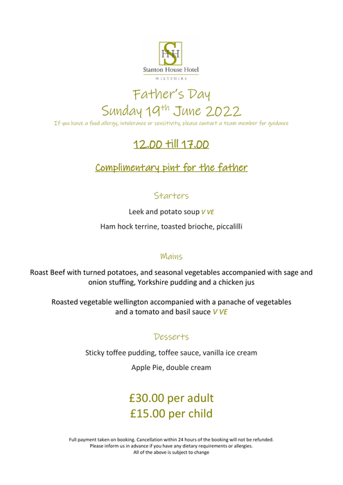 Father's Day at Stanton House Hotel