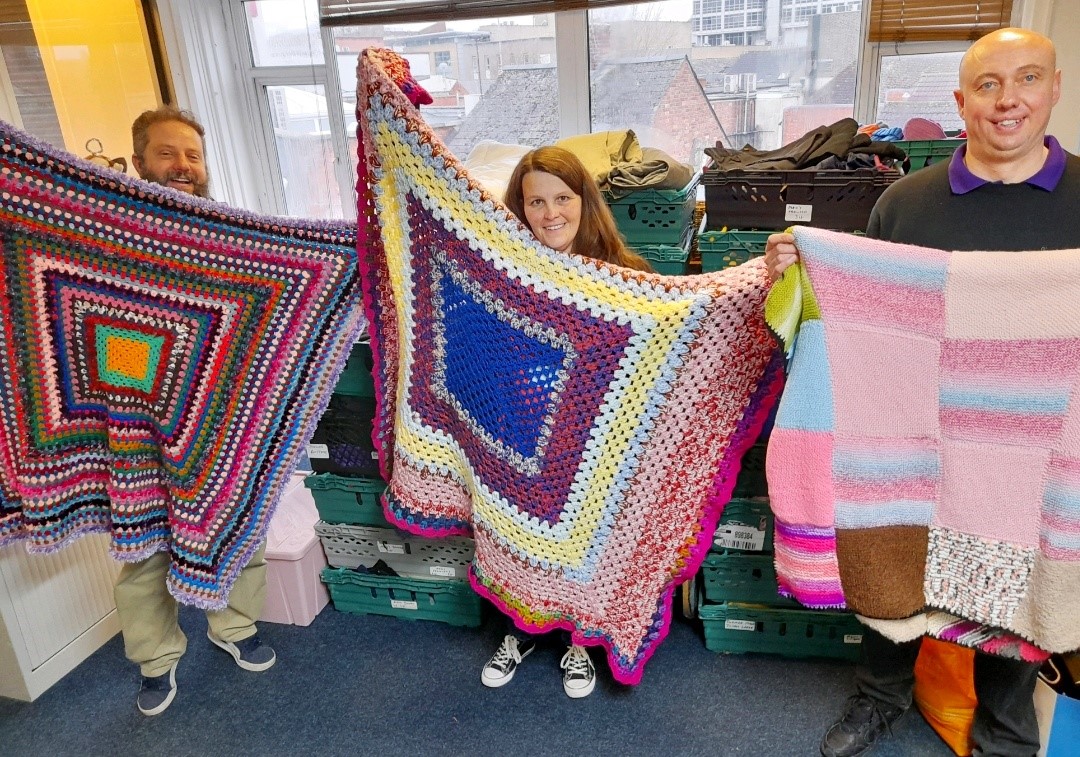 Swindon Knitter’s wrap homeless in warmth of handmade blankets