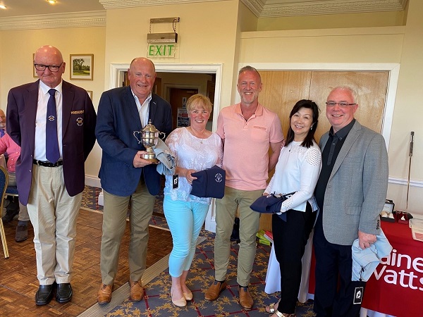 Haines Wattsâ€™ partner Martin Gurney (third from the right) with the winning team who triumphed at the fundraising event at Wrag Barn. 