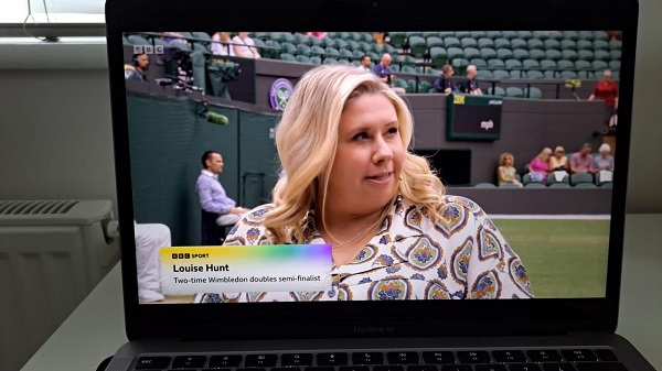 Louise Hunt Skelley PLY commentating at Wimbledon this year