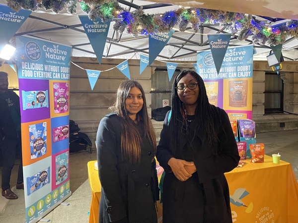 ulianne Ponan MBE attending the 2023 Downing Street Festive Fair and meeting Secretary of State for Business & Trade Kemi Badenoch MP