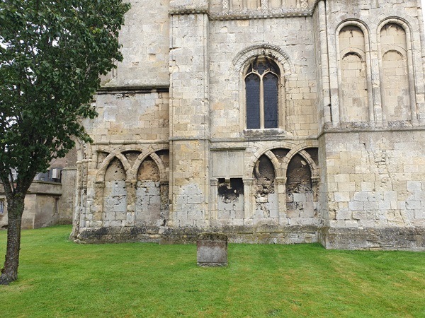 Musket ball damage to Malmesbury Abbey