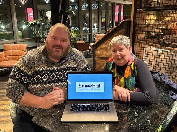 Simon, creator of the Snowball Community app with Dr Carol Sargent