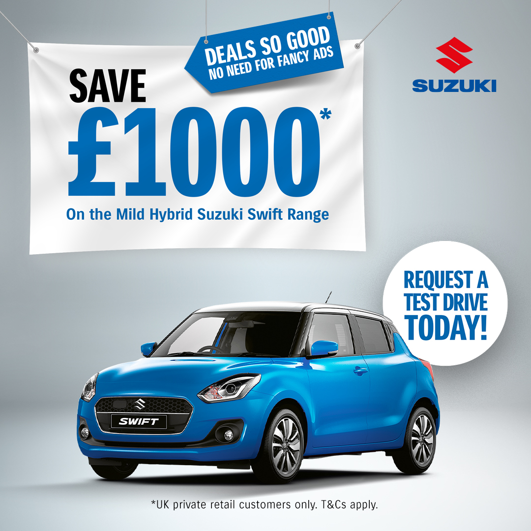 Save £1000 on the Mild Hybrid Suzuki Swift Range