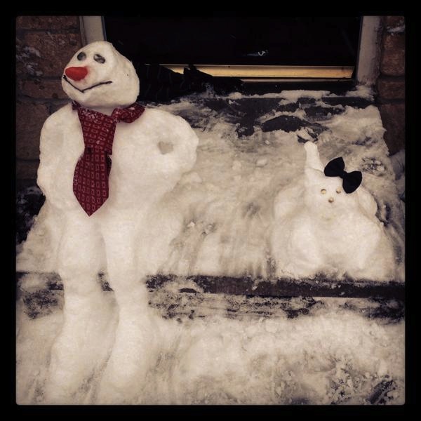 @amyboase's amazing snowman and snowcat!