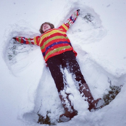 @vickiblatchley 's Mum demonstrates a perfect snow angel