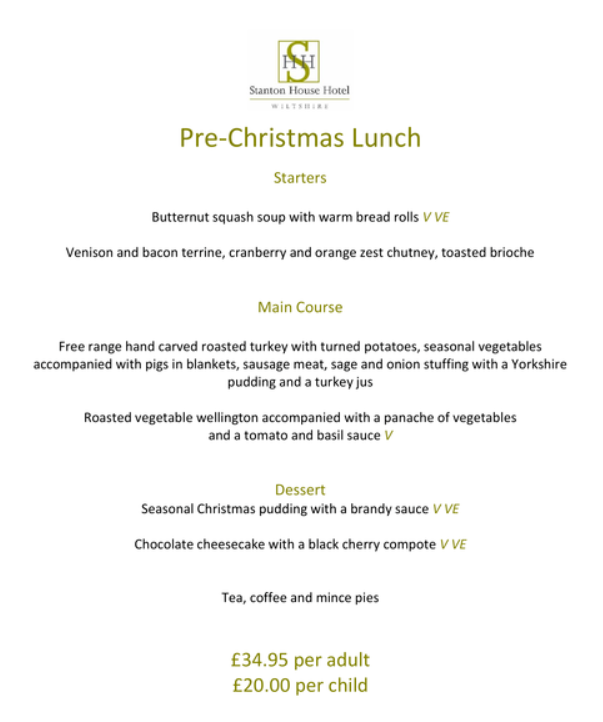 Pre-Christmas Lunch at Stanton House Hotel